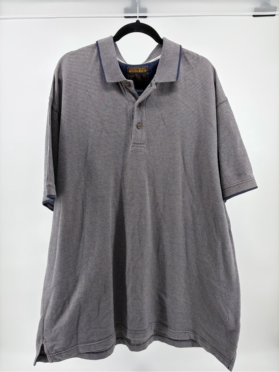 Woolrich Other - Woolrich Vintage Polo Shirt Short Sleeve Herringbone Blue Gray Size XL